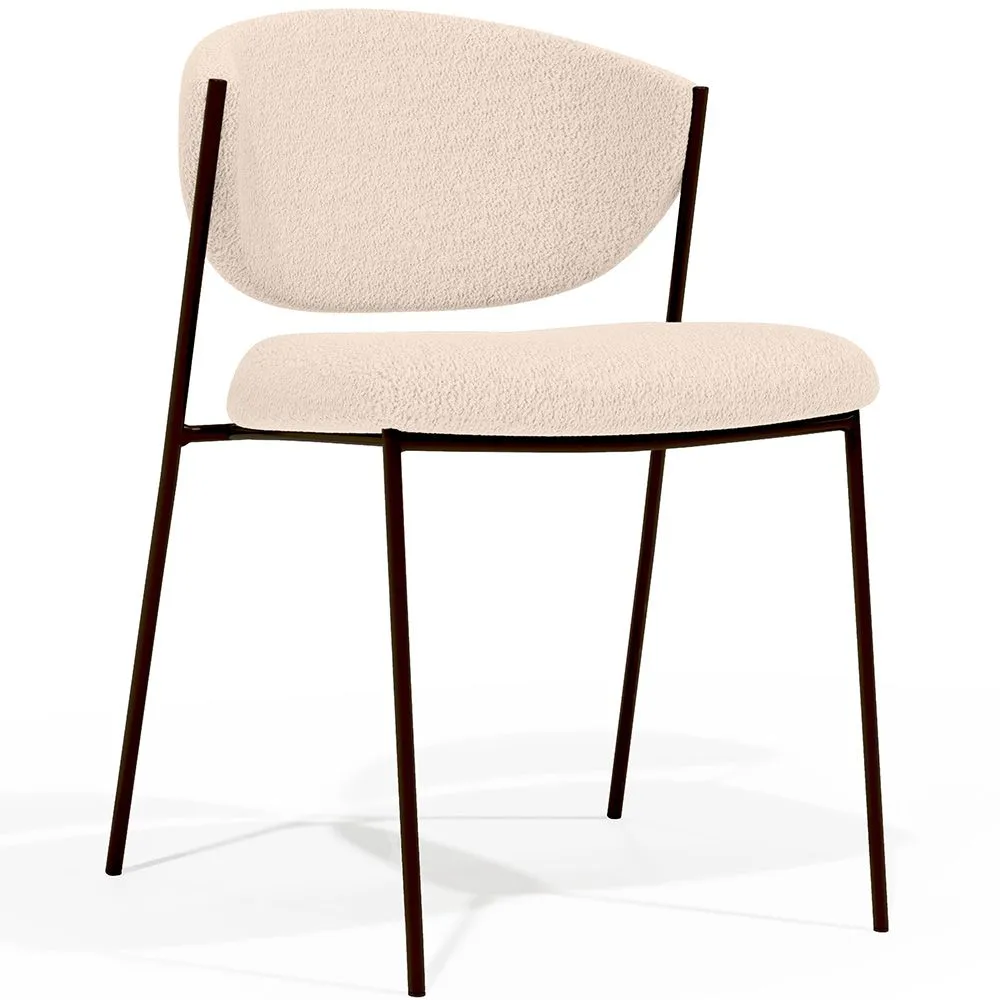 Chaise de salle à manger - Tapissée en tissu bouclé - Métal noir - Seda image 8