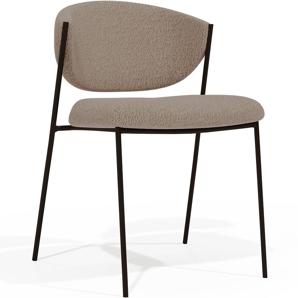 Chaise de salle à manger - Tapissée en tissu bouclé - Métal noir - Seda image 8
