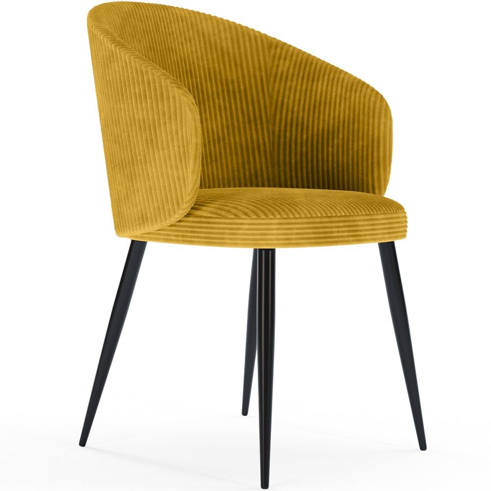 Chaise de Salle à Manger Tapissée en Velours Côtelé - Feudum image 8