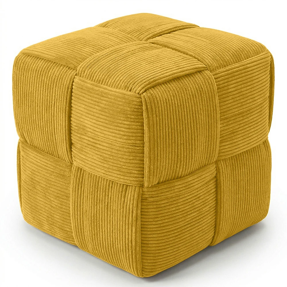 Pouf Carré Tapissé en Velours Côtelé - Design Moderne - Cube image 8