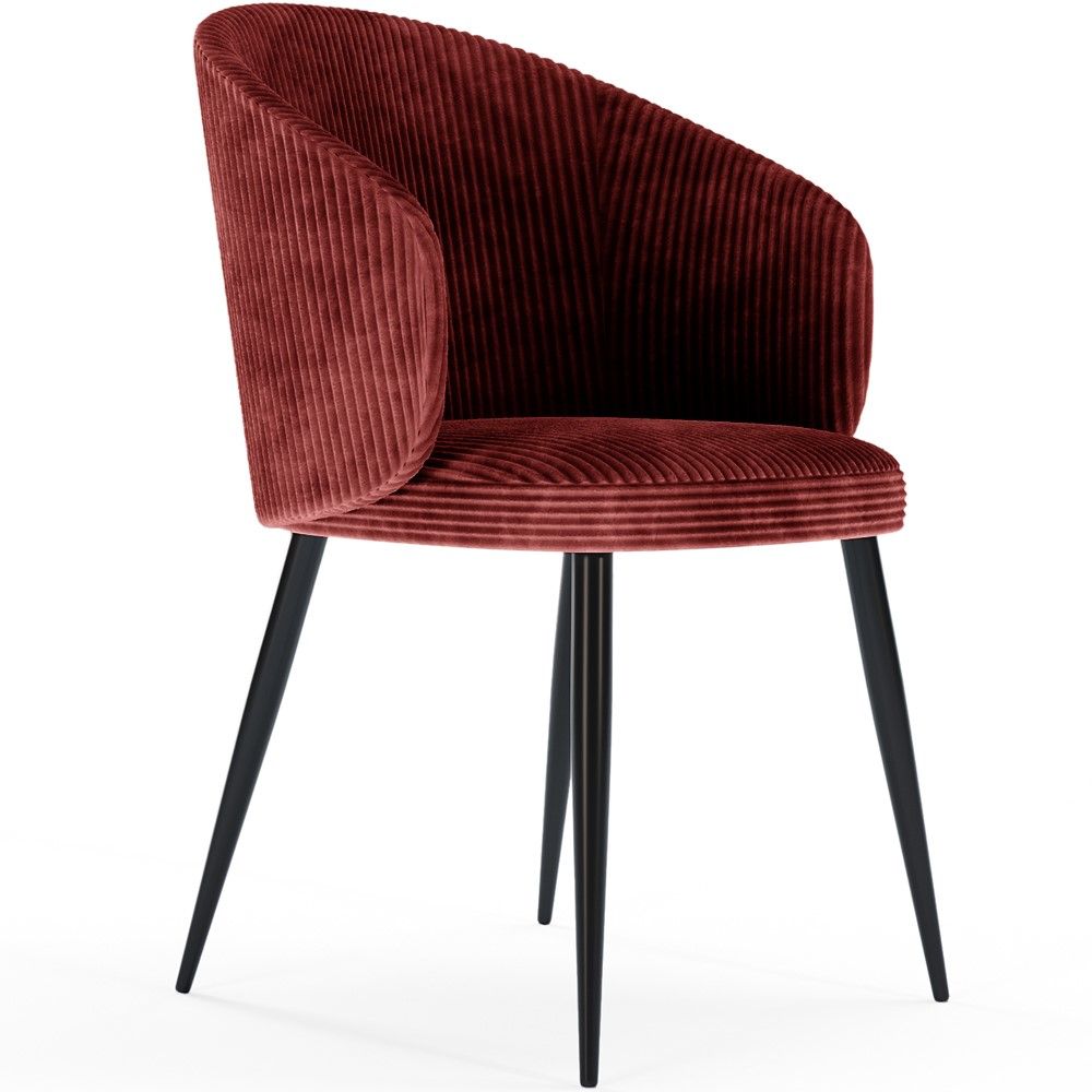 Chaise de Salle à Manger Tapissée en Velours Côtelé - Feudum image 8