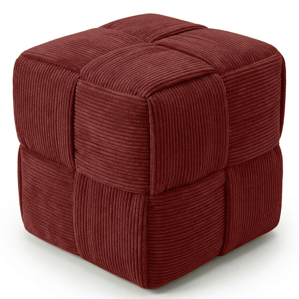 Pouf Carré Tapissé en Velours Côtelé - Design Moderne - Cube image 8