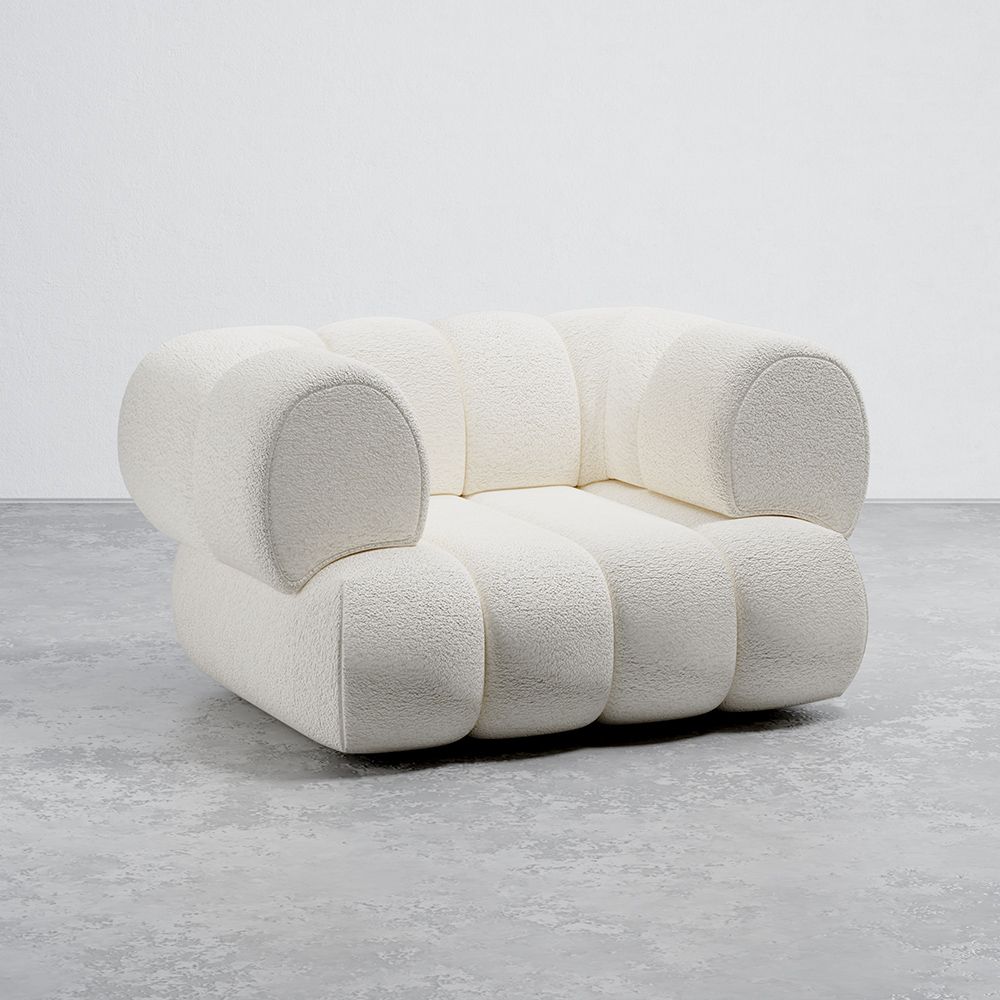 Fauteuil Rembourré en Tissu Bouclé - Style Moderne - Courbé Teddy image 8