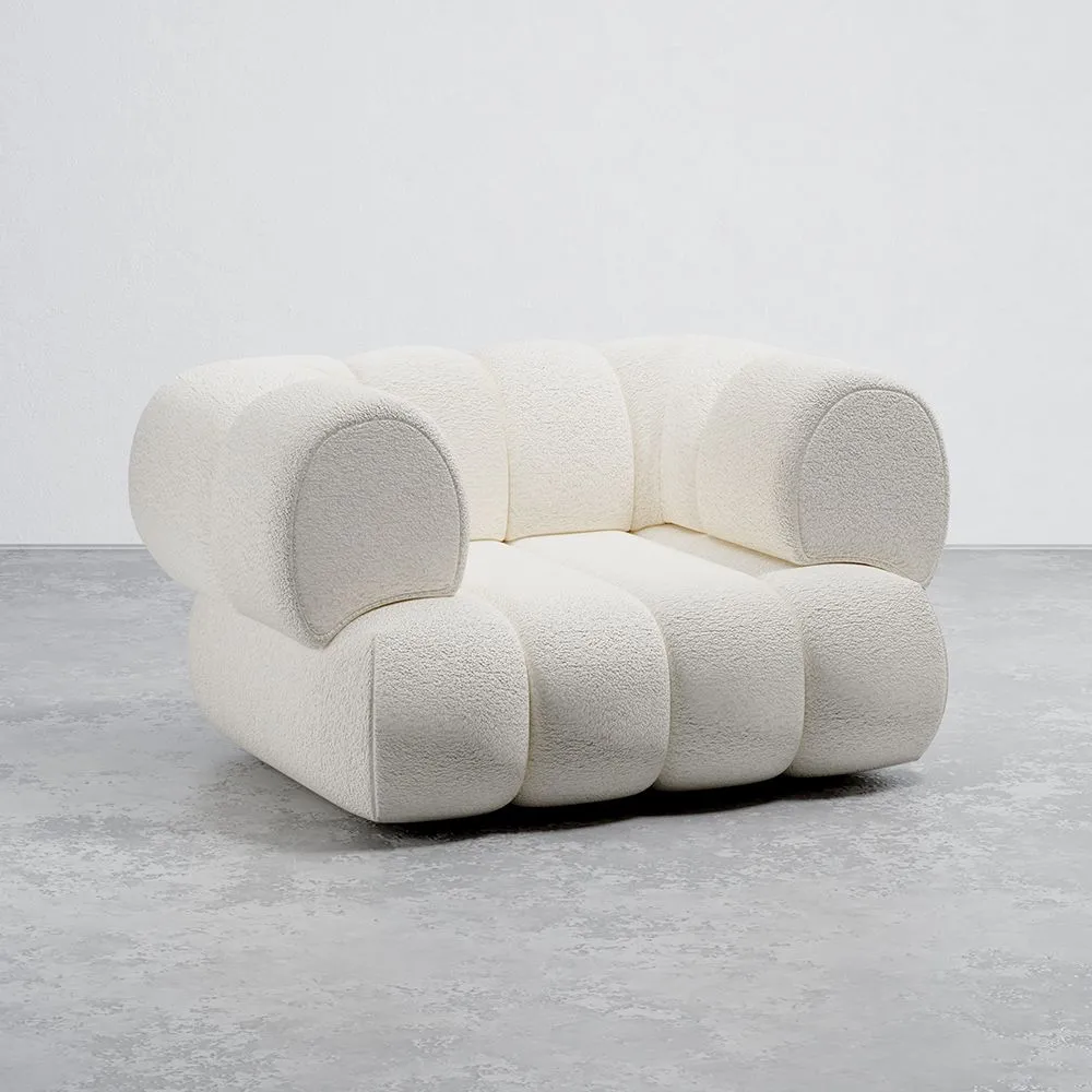 Fauteuil Rembourré en Tissu Bouclé - Style Moderne - Courbé Teddy image 8
