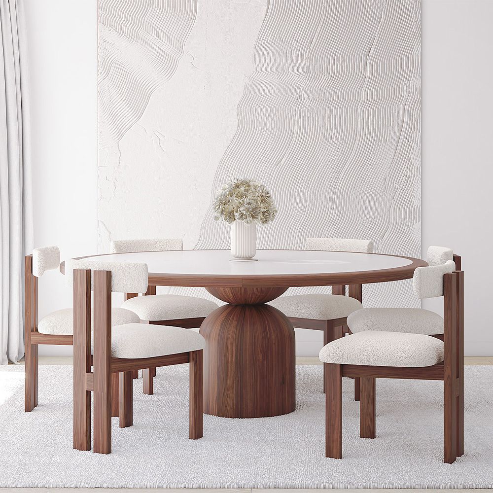 Ensemble de Table à Manger Ronde avec 6 Chaises en Bois - Design Minimaliste - Ivette image 8