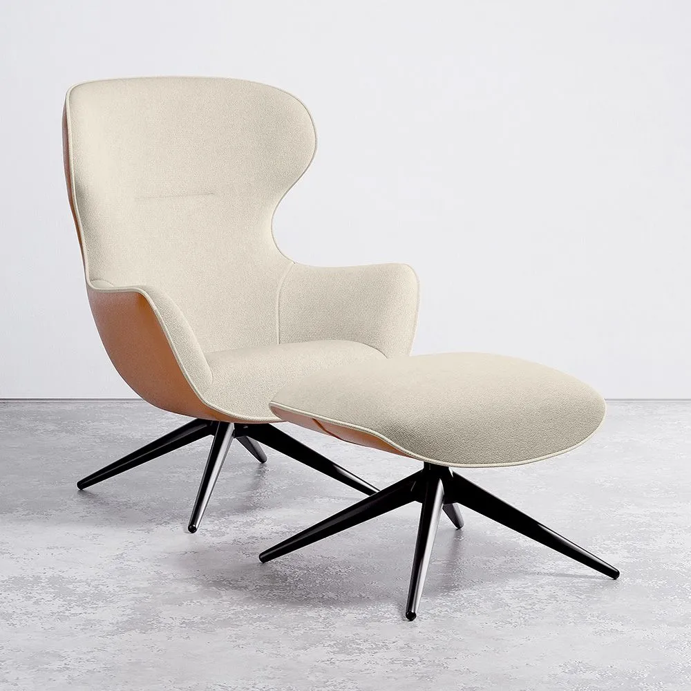 Fauteuil Design Rembourré de Style Contemporain avec Repose-pieds - Derta image 8