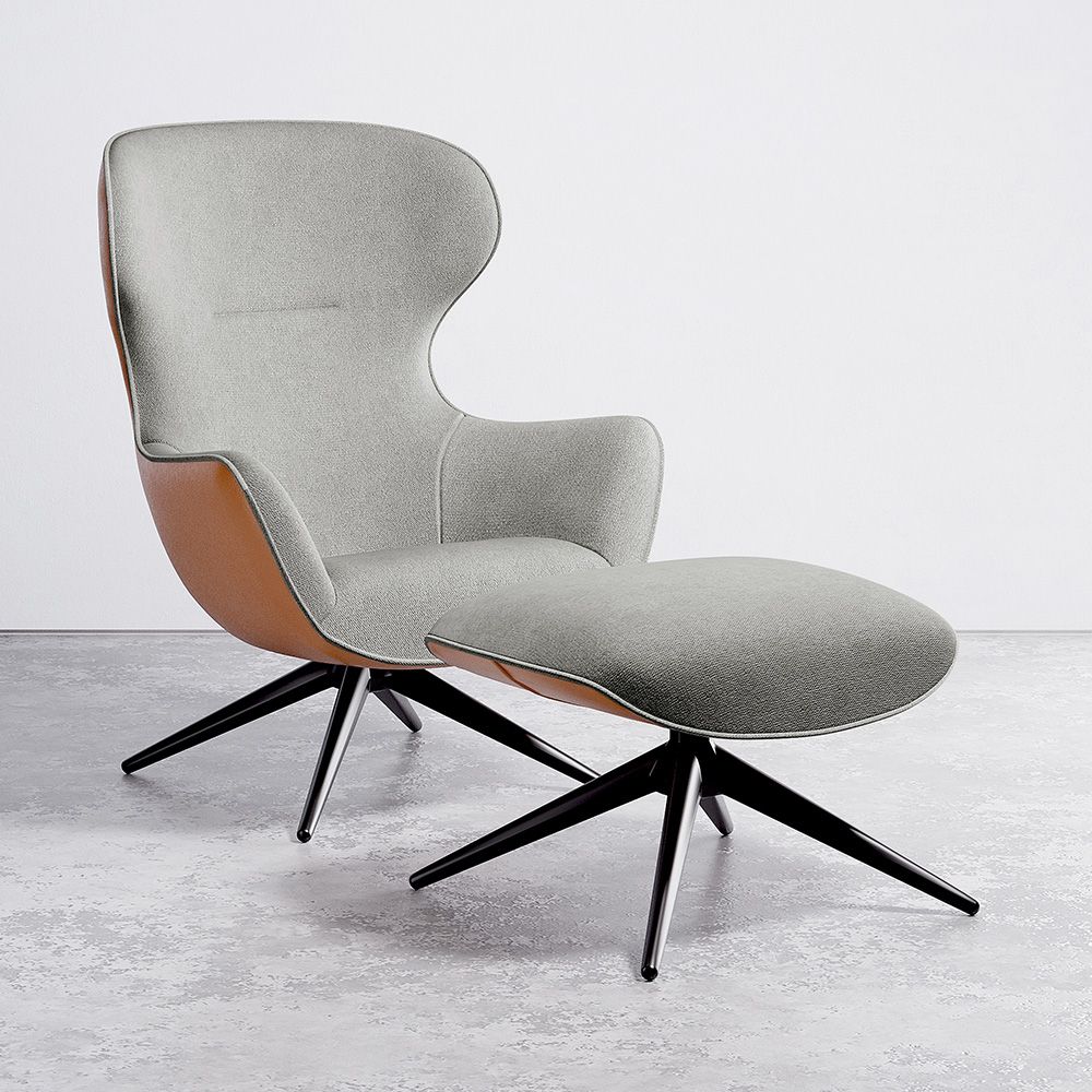 Fauteuil Design Rembourré de Style Contemporain avec Repose-pieds - Derta image 8