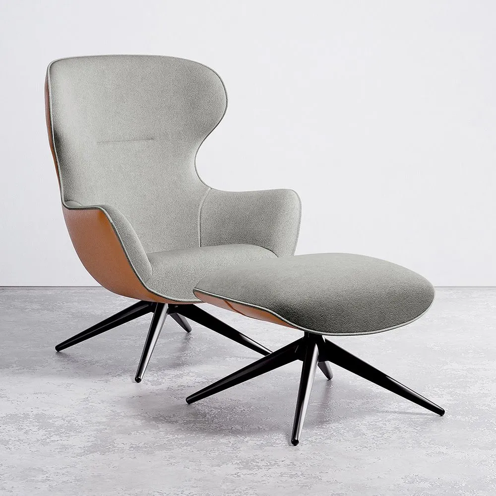 Fauteuil Design Rembourré de Style Contemporain avec Repose-pieds - Derta image 8