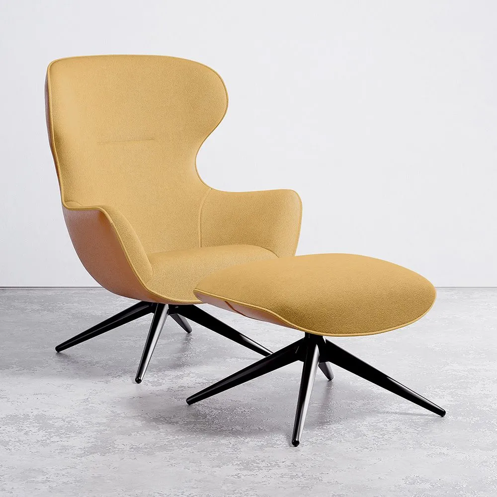 Fauteuil Design Rembourré de Style Contemporain avec Repose-pieds - Derta image 8