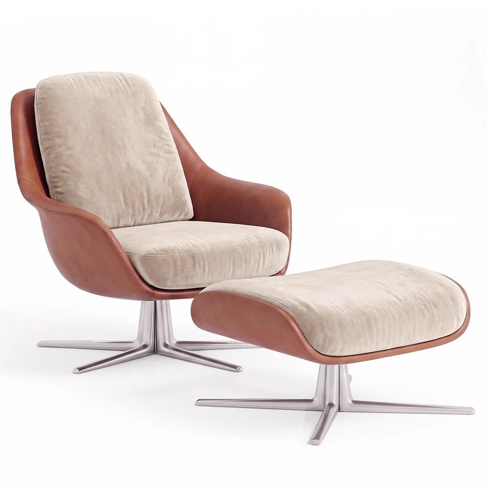 Fauteuil Design Contemporain Tapissé avec Repose-pieds - Asher image 8