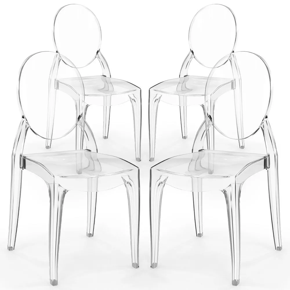 Lot de 4 chaises de salle à manger transparentes - Style Victoria  image 8