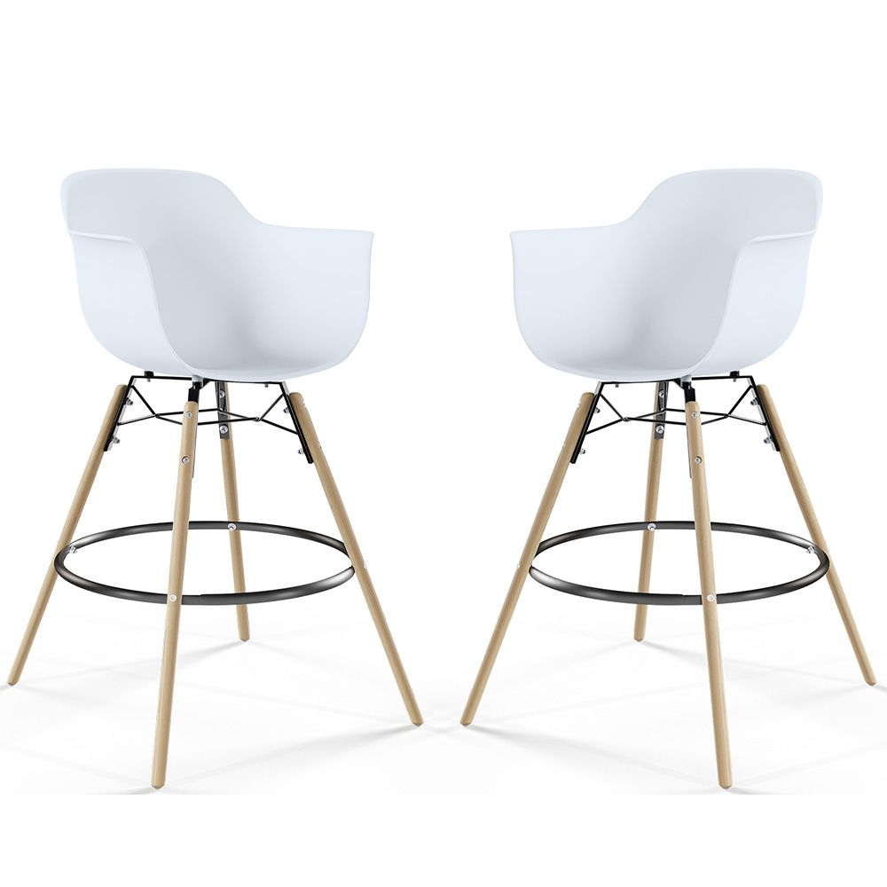Tabouret de Bar - Design Scandinave - Pieds en Bois - Lot de 2 - Nordika image 8