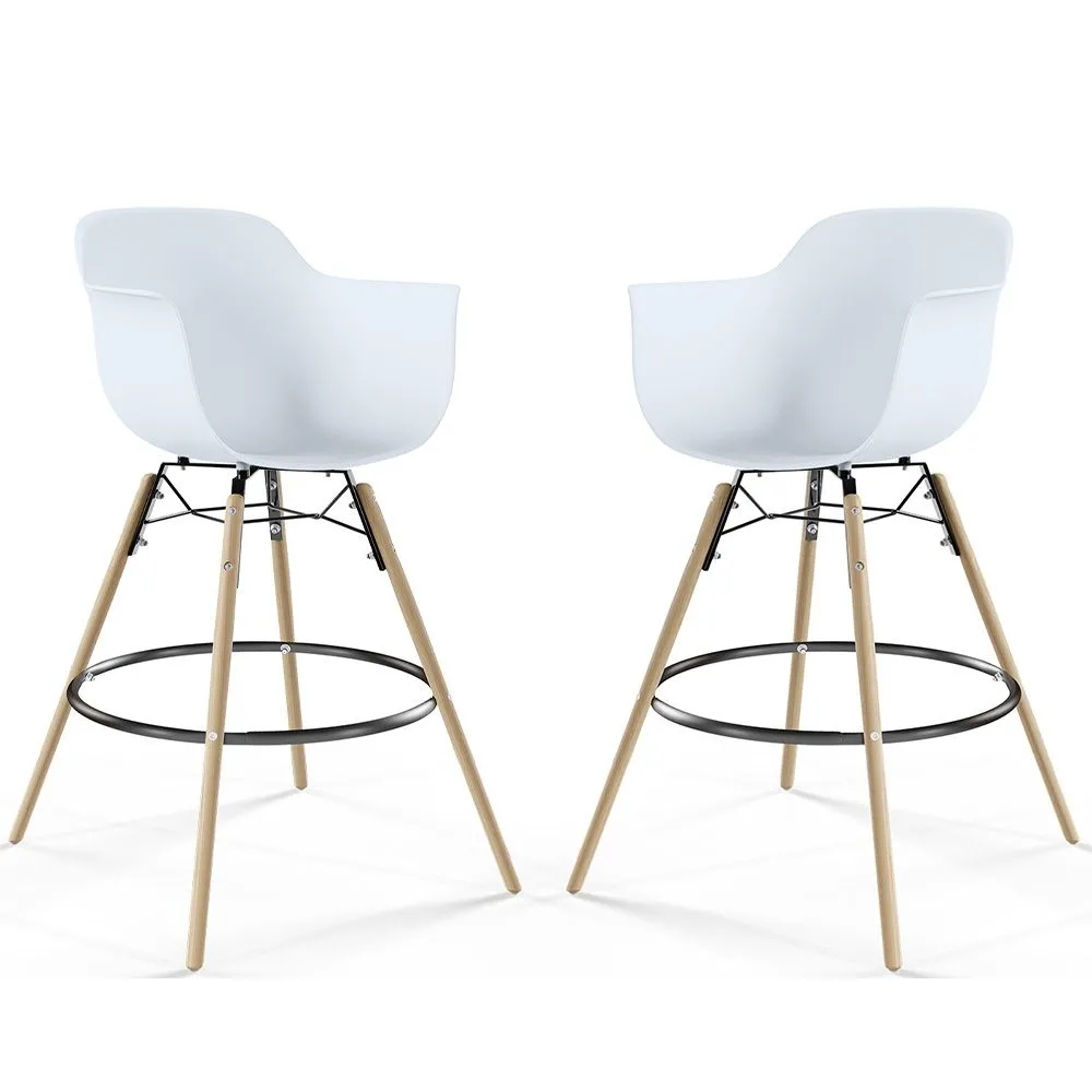 Tabouret de Bar - Design Scandinave - Pieds en Bois - Lot de 2 - Nordika image 8