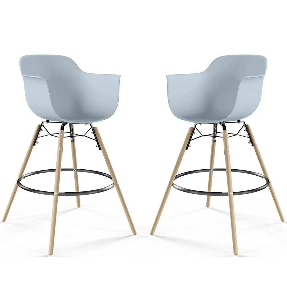 Tabouret de Bar - Design Scandinave - Pieds en Bois - Lot de 2 - Nordika image 8