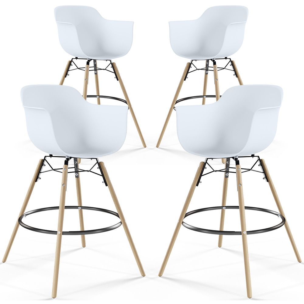 Tabouret de Bar - Design Scandinave - Pieds en Bois - Lot de 4 - Nordika image 8