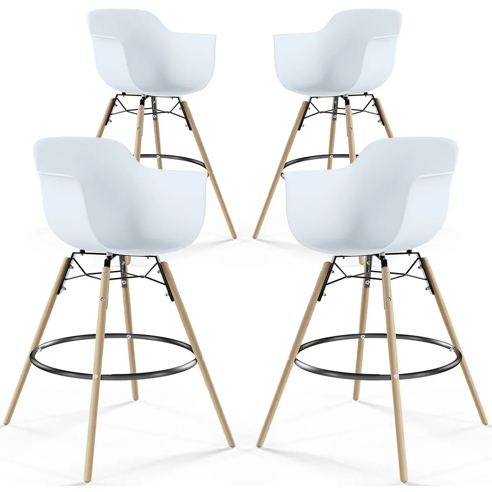 Tabouret de Bar - Design Scandinave - Pieds en Bois - Lot de 4 - Nordika image 8