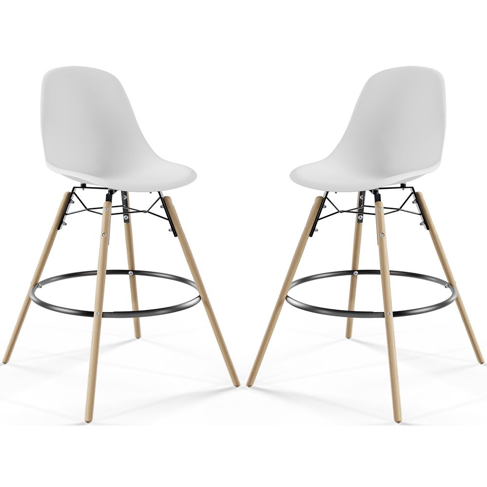 Tabouret de Bar - Design Scandinave - Pieds en Bois - Lot de 2 - Skögur image 8