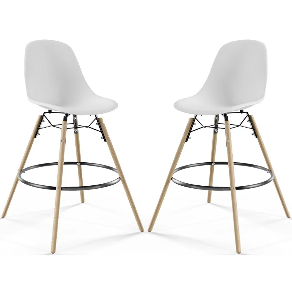Tabouret de Bar - Design Scandinave - Pieds en Bois - Lot de 2 - Skögur image 8