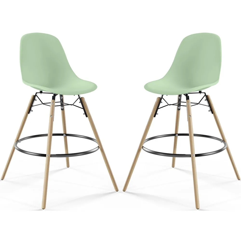 Tabouret de Bar - Design Scandinave - Pieds en Bois - Lot de 2 - Skögur image 8
