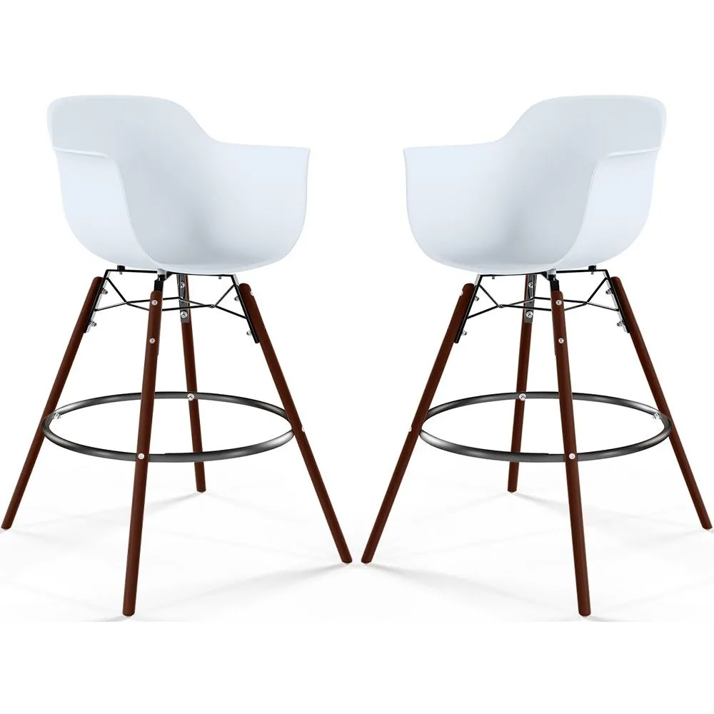 Tabourets de Bar - Design Scandinave - Pieds en Bois Sombre - Lot de 2 - Nordika image 8