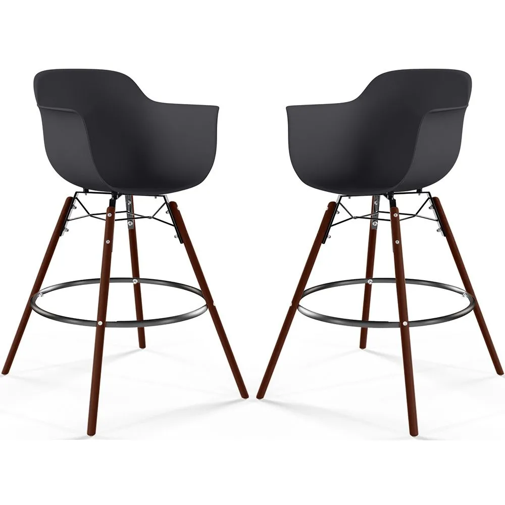 Tabourets de Bar - Design Scandinave - Pieds en Bois Sombre - Lot de 2 - Nordika image 8