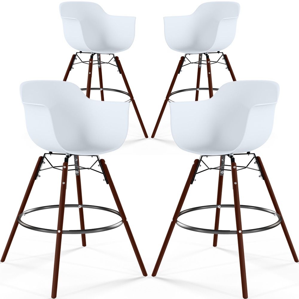 Tabourets de Bar - Design Scandinave - Pieds en Bois Sombre - Lot de 4 - Nordika image 8