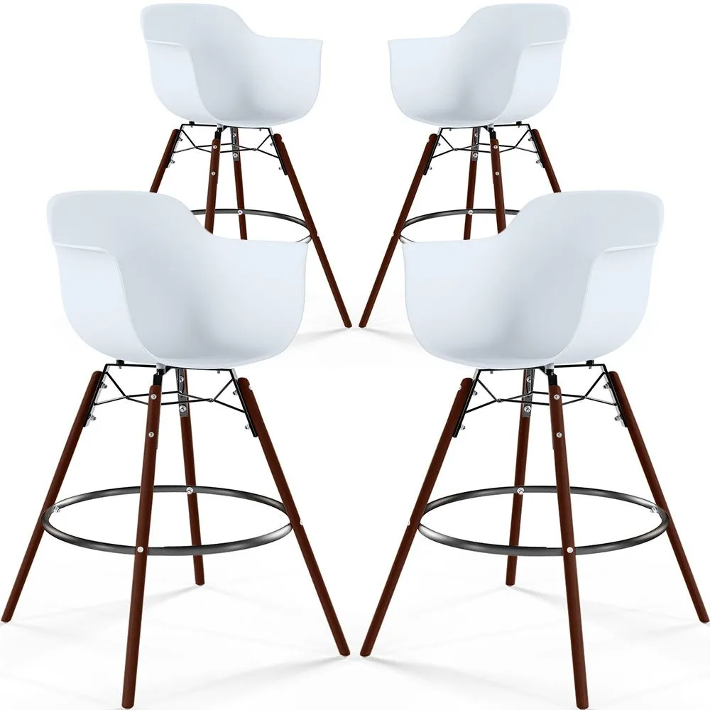 Tabourets de Bar - Design Scandinave - Pieds en Bois Sombre - Lot de 4 - Nordika image 8
