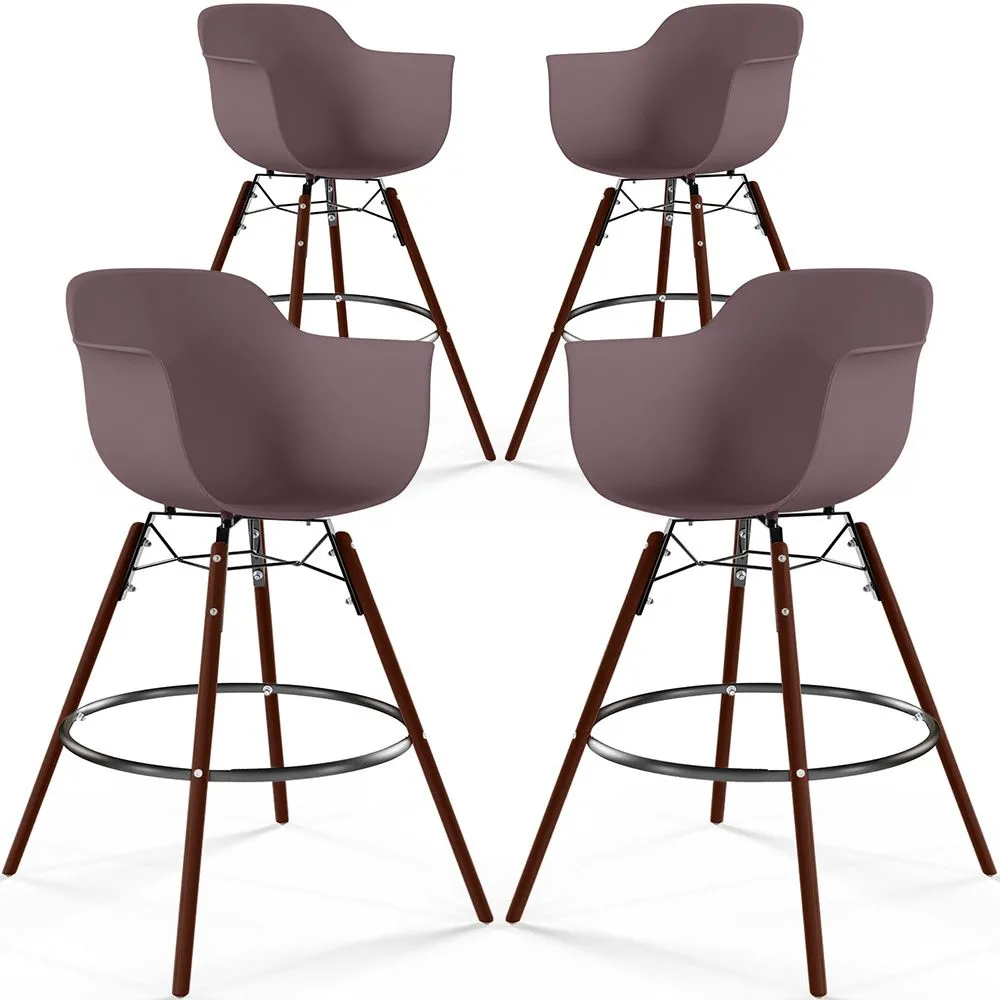 Tabourets de Bar - Design Scandinave - Pieds en Bois Sombre - Lot de 4 - Nordika image 8