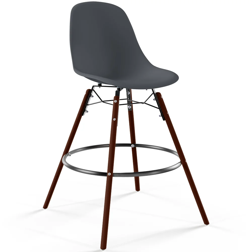Tabouret de Bar - Design Scandinave - Pieds en Bois Foncé - Skögur image 8