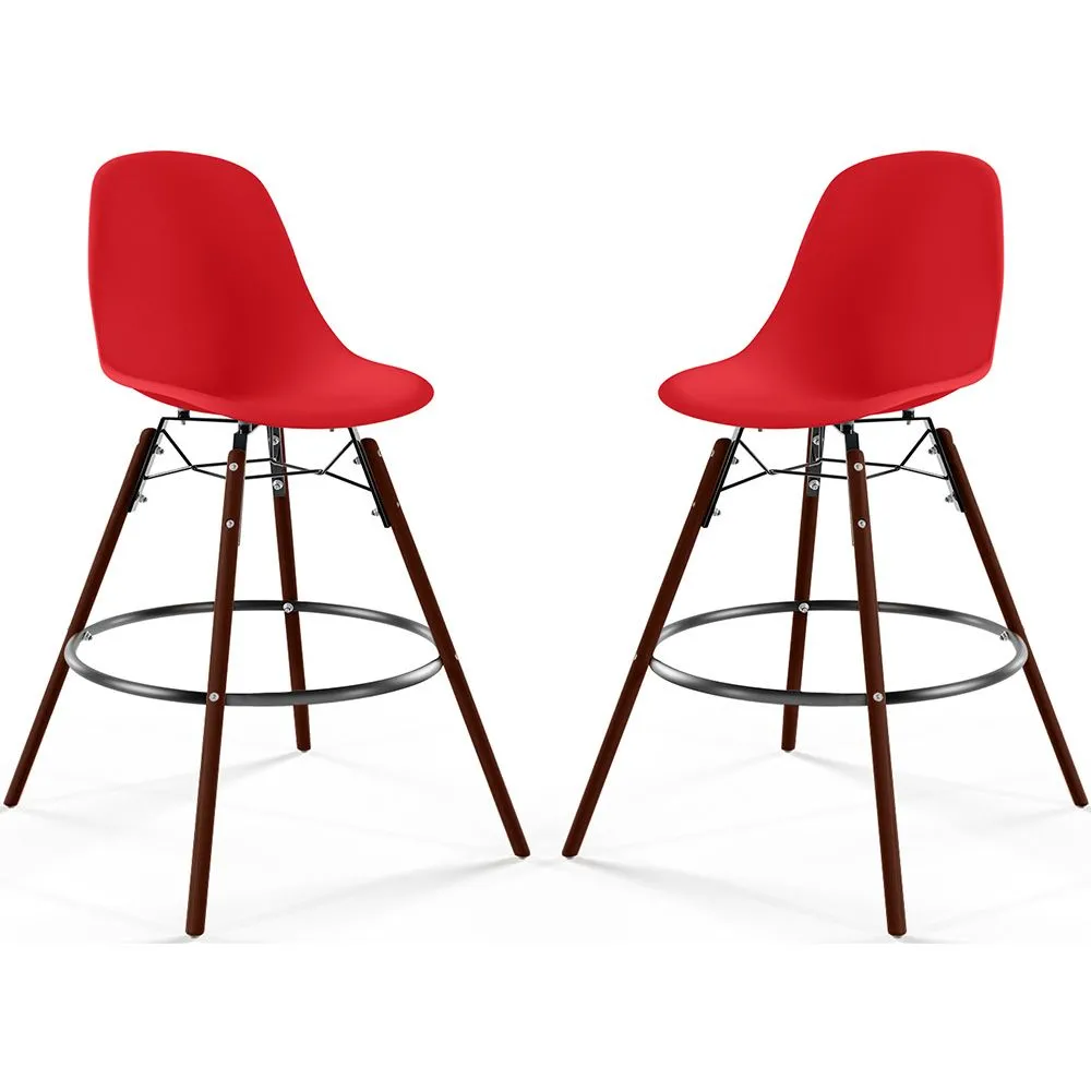 Tabourets de Bar - Design Scandinave - Pieds en Bois Sombre - Lot de 2 - Skögur image 8