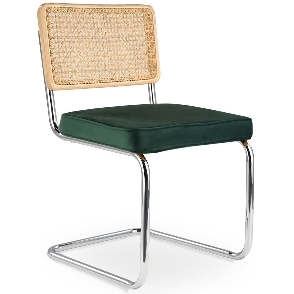 Chaise de salle à manger - tapissée de velours - Bois et rotin - New Edition - Martha image 8