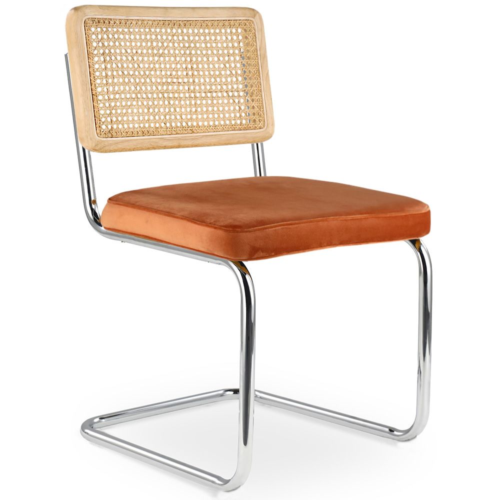 Chaise de salle à manger - tapissée de velours - Bois et rotin - New Edition - Martha image 8