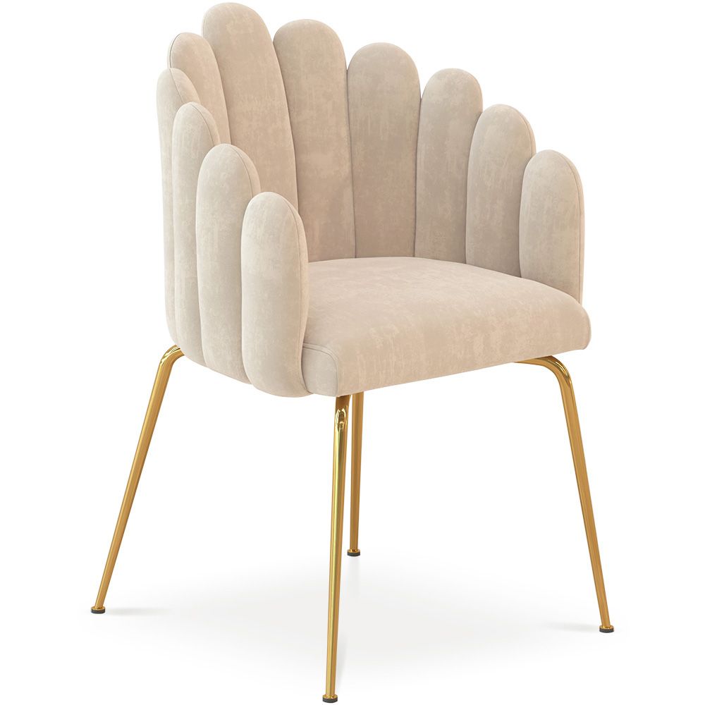 Chaise de Salle à Manger Design Coquillage Glam en Velours - Pieds Dorés - Shell image 8