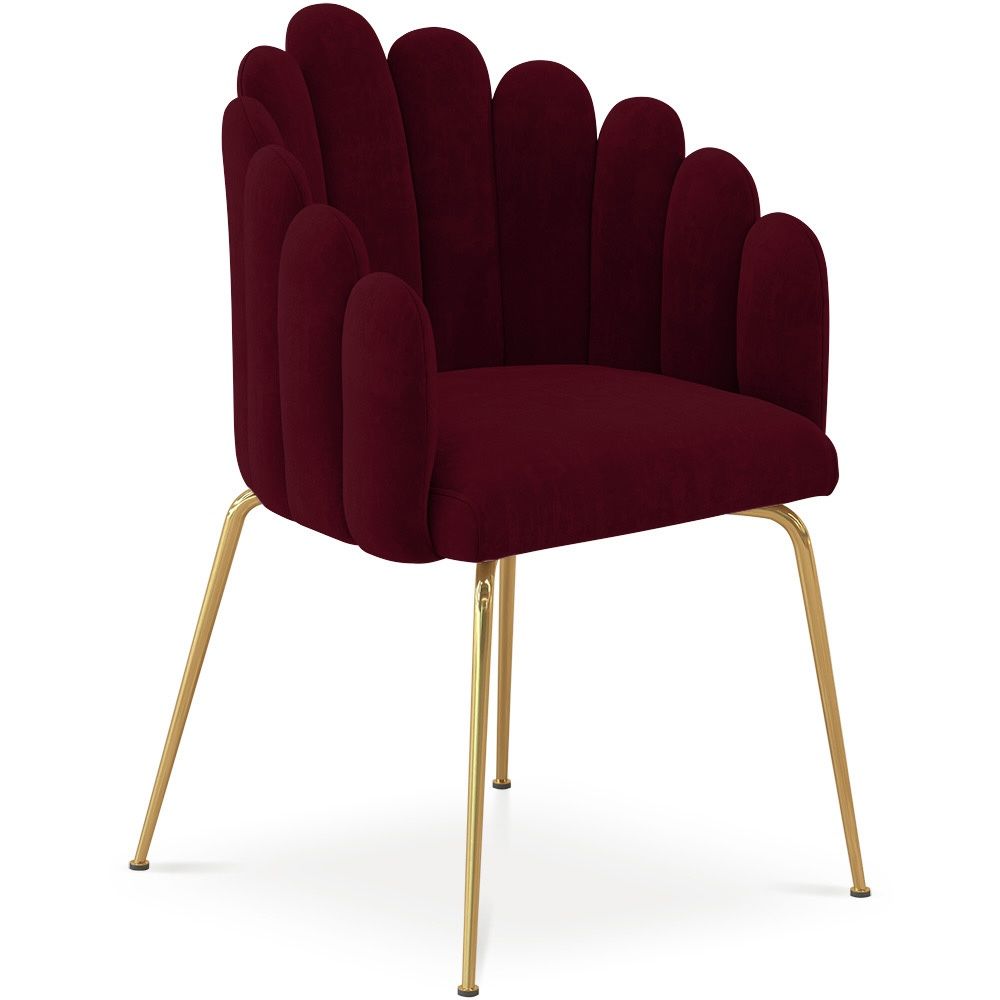 Chaise de Salle à Manger Design Coquillage Glam en Velours - Pieds Dorés - Shell image 8