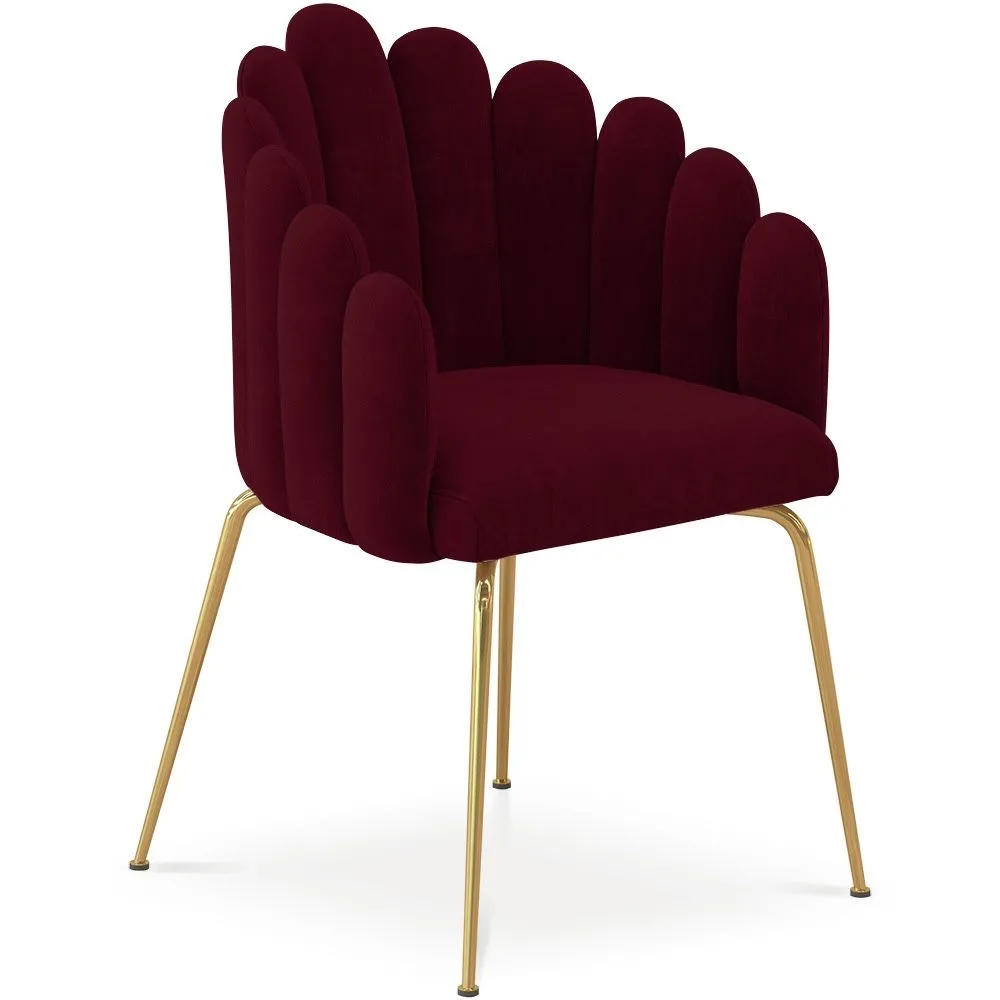 Chaise de Salle à Manger Design Coquillage Glam en Velours - Pieds Dorés - Shell image 8