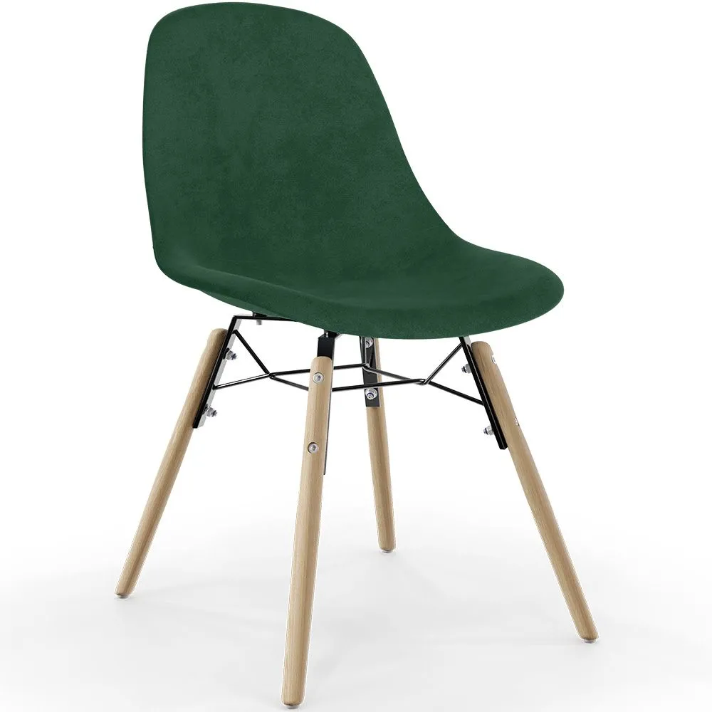 Chaise de Salle à Manger en Velours - Design Scandinave et Pieds en Bois - Skögur image 8