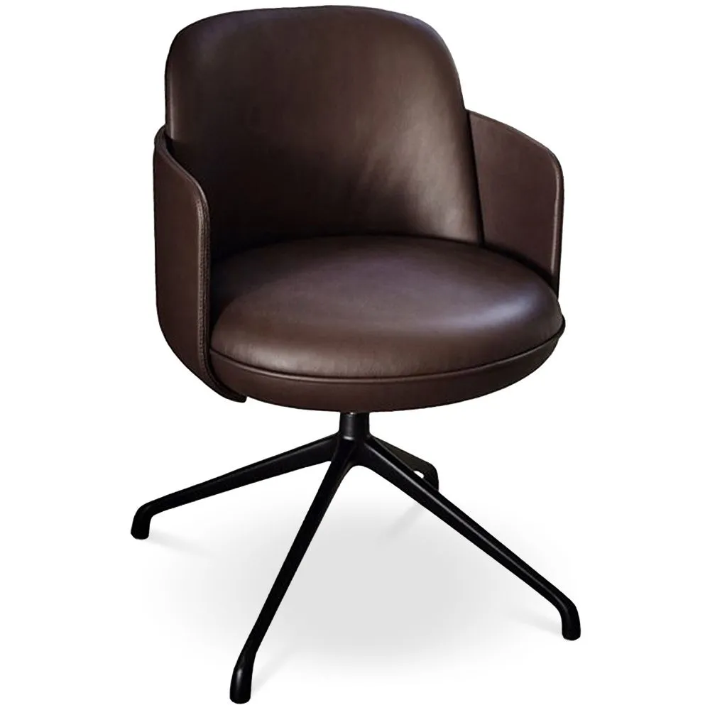 Fauteuil Pivotant Rembourré en Cuir - Design Moderne pour Bureaux et Hôtels de Luxe - Carla image 8