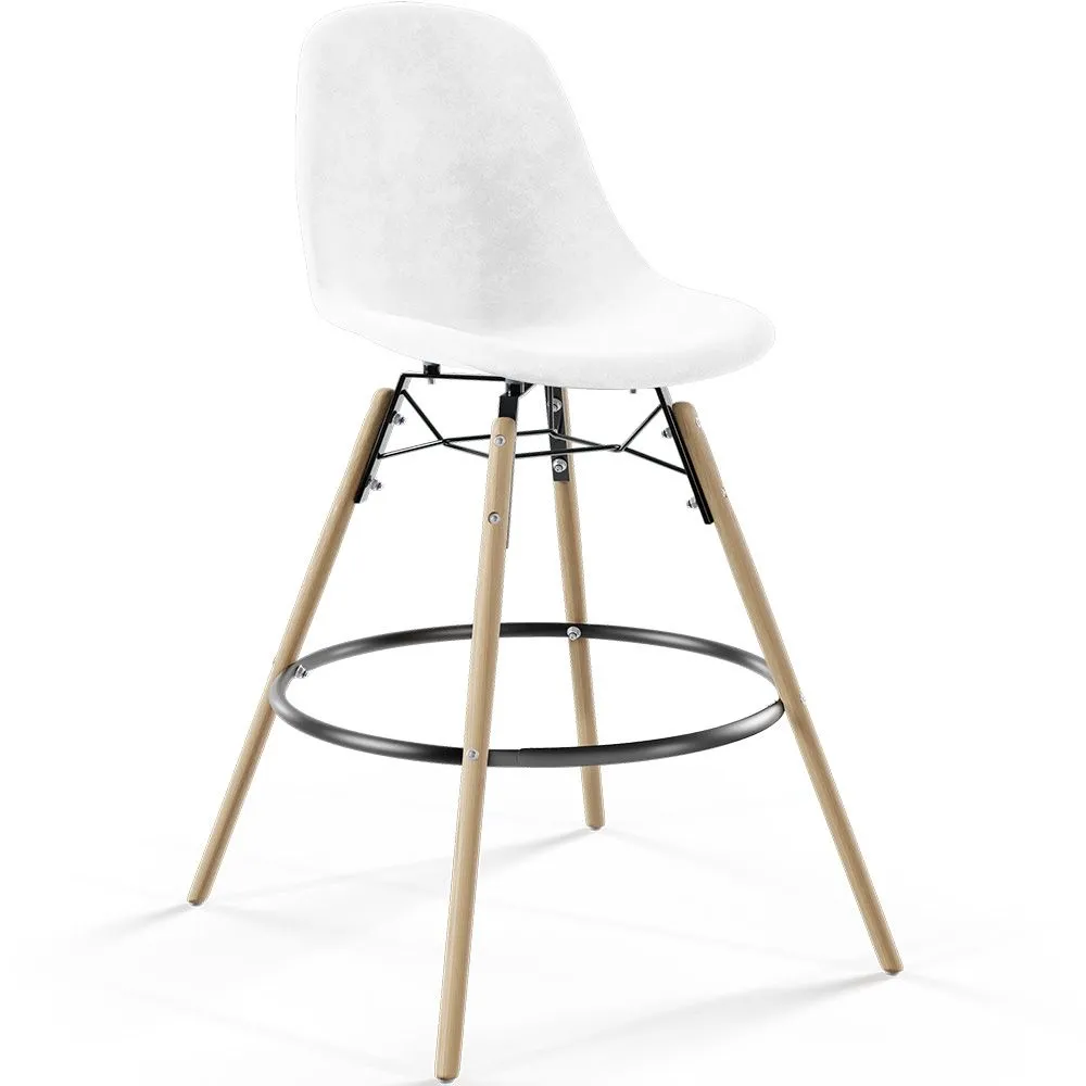 Tabouret de Bar en Velours - Design Scandinave et Pieds en Bois - Skögur image 8