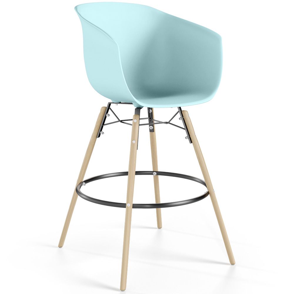 Tabouret de Bar - Design Scandinave - Pieds en Bois Naturel - Melania image 8