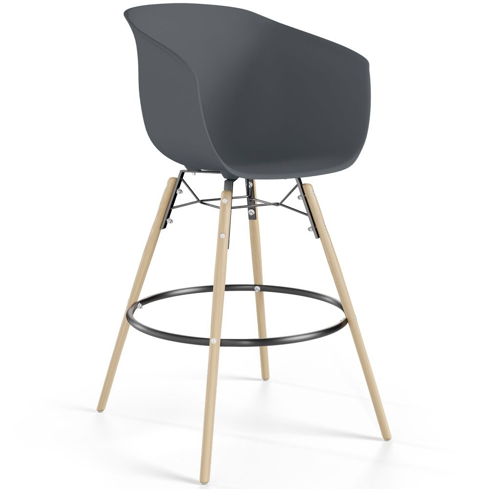 Tabouret de Bar - Design Scandinave - Pieds en Bois Naturel - Melania image 8