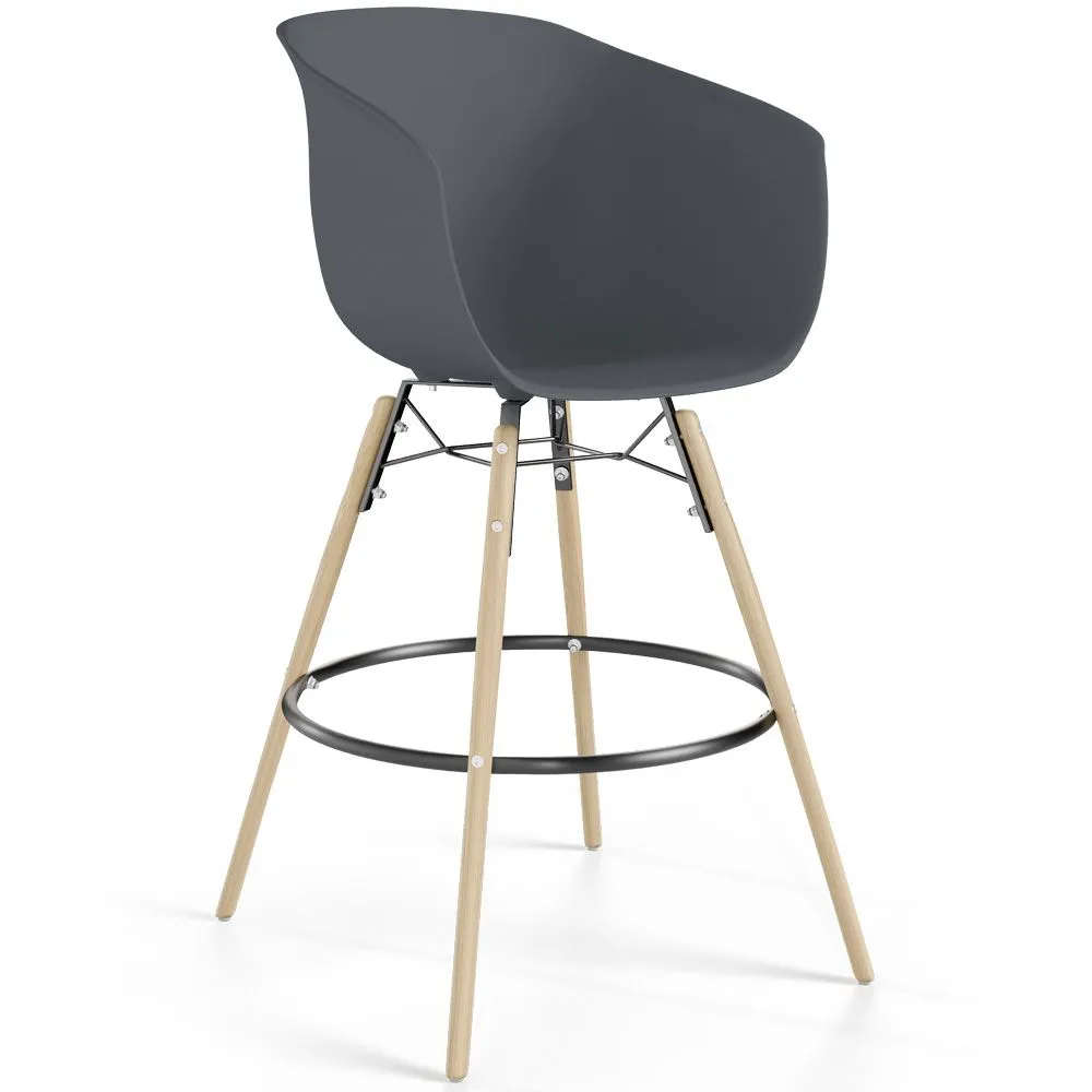 Tabouret de Bar - Design Scandinave - Pieds en Bois Naturel - Melania image 8