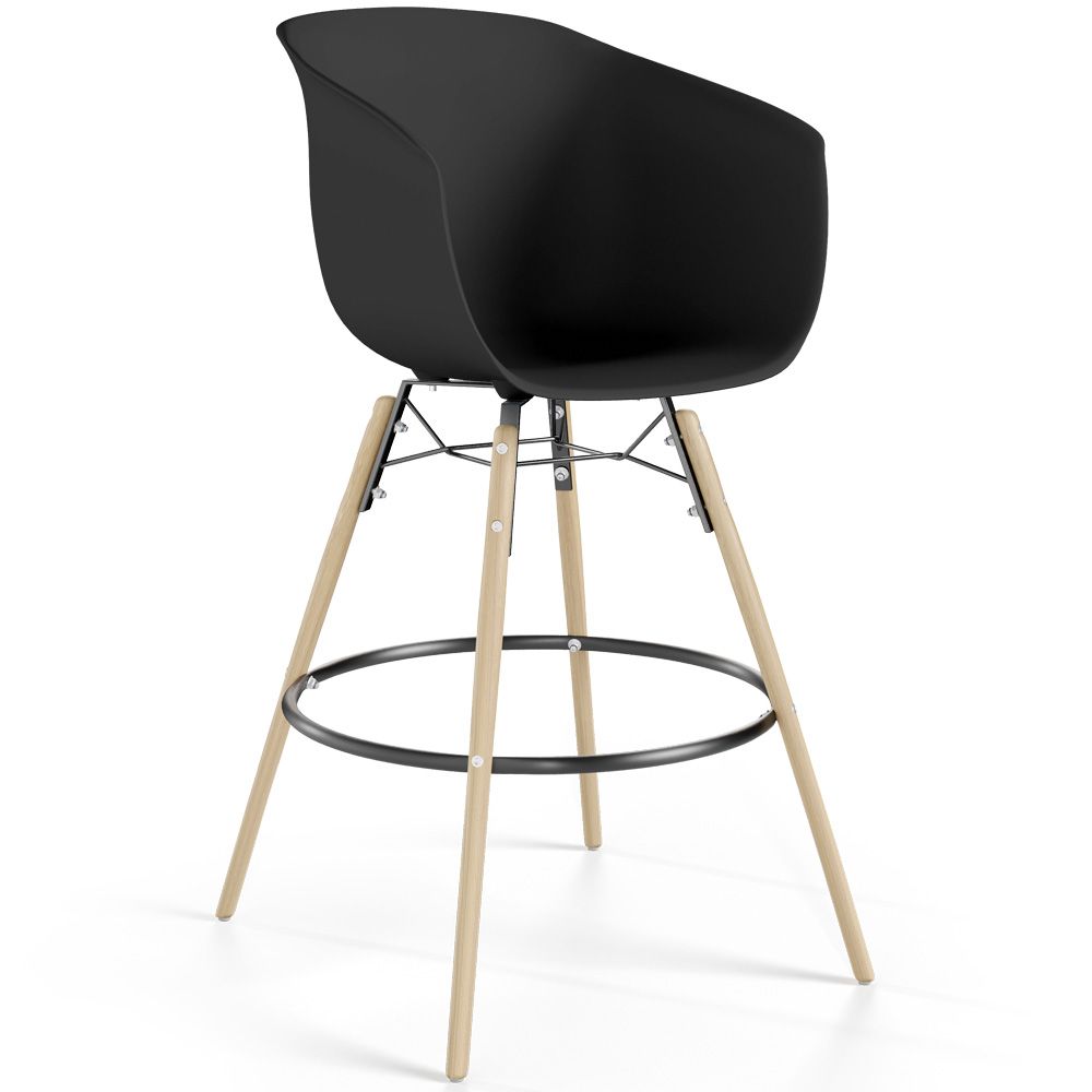 Tabouret de Bar - Design Scandinave - Pieds en Bois Naturel - Melania image 8