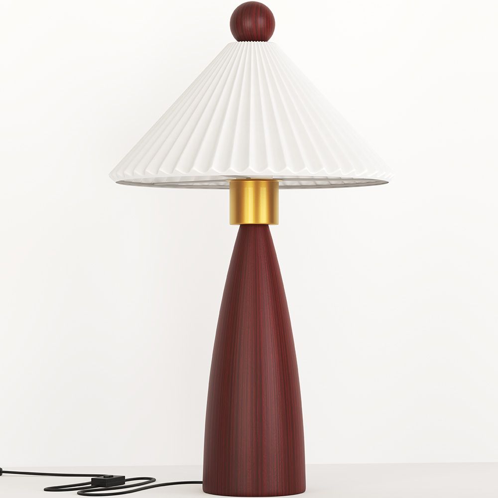 Lampe de table avec base en bois et abat-jour en ciment blanc - Ambiana image 8