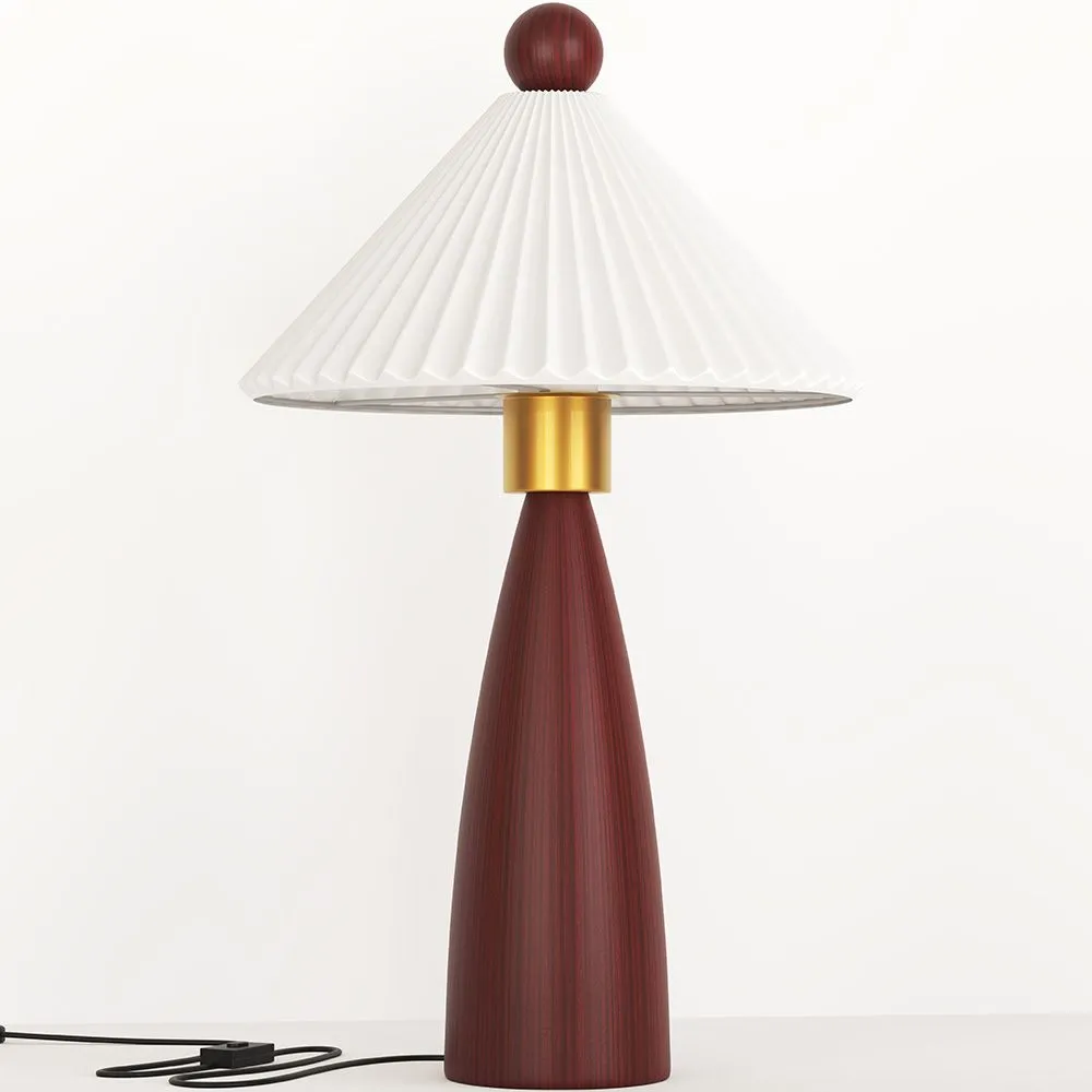Lampe de table avec base en bois et abat-jour en ciment blanc - Ambiana image 8