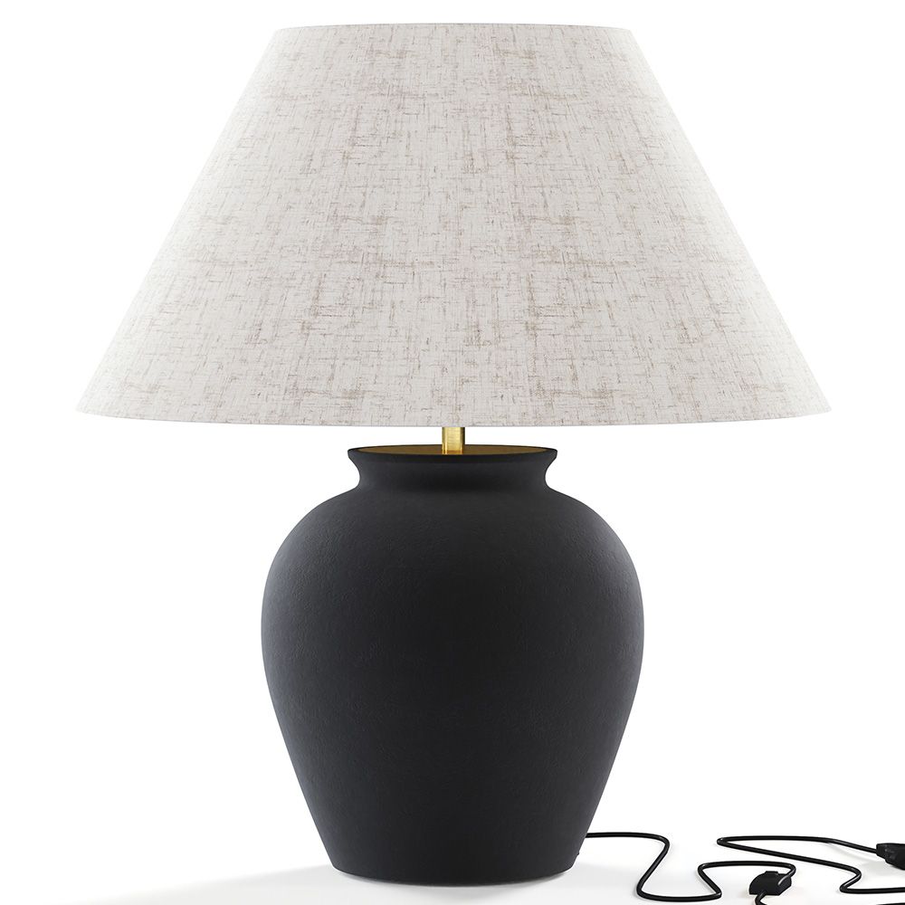 Lampe de Table Vintage - Base en Céramique et Abat-jour en Tissu - Luno image 8