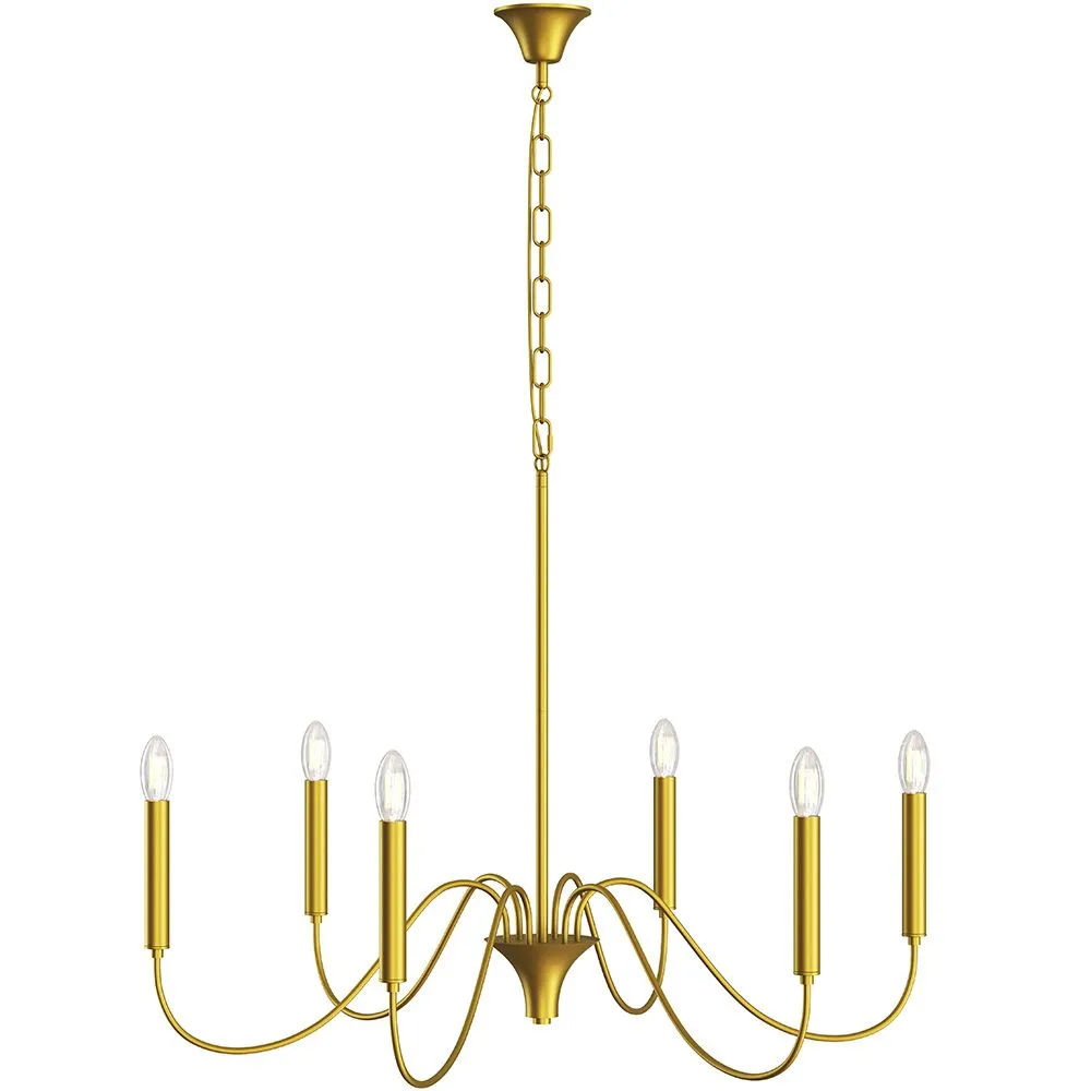 Suspension dorée à 6 bras – Style chandelier moderne en métal - Vintessa image 8