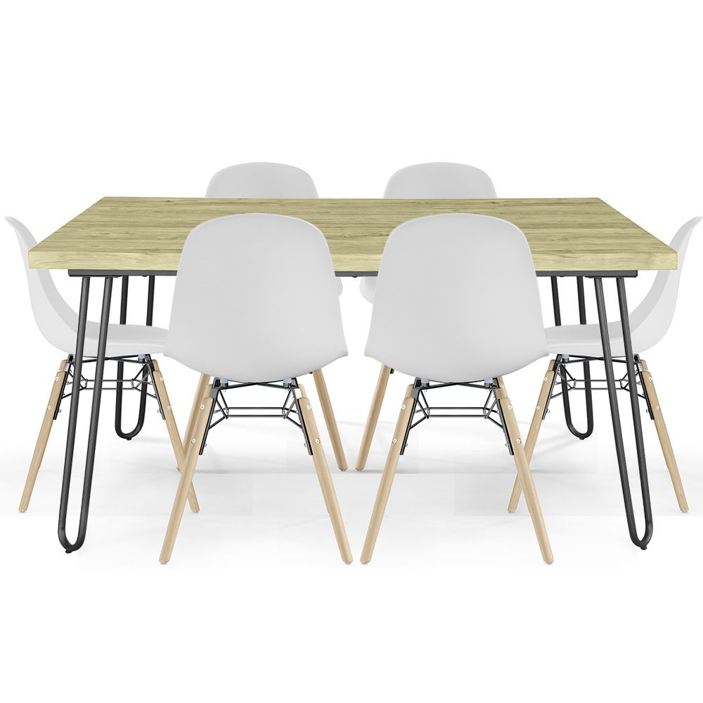 Pack Table Hairpin (90x150 cm) + 6 Chaises de Salle à Manger Nórdicas Skögur image 8