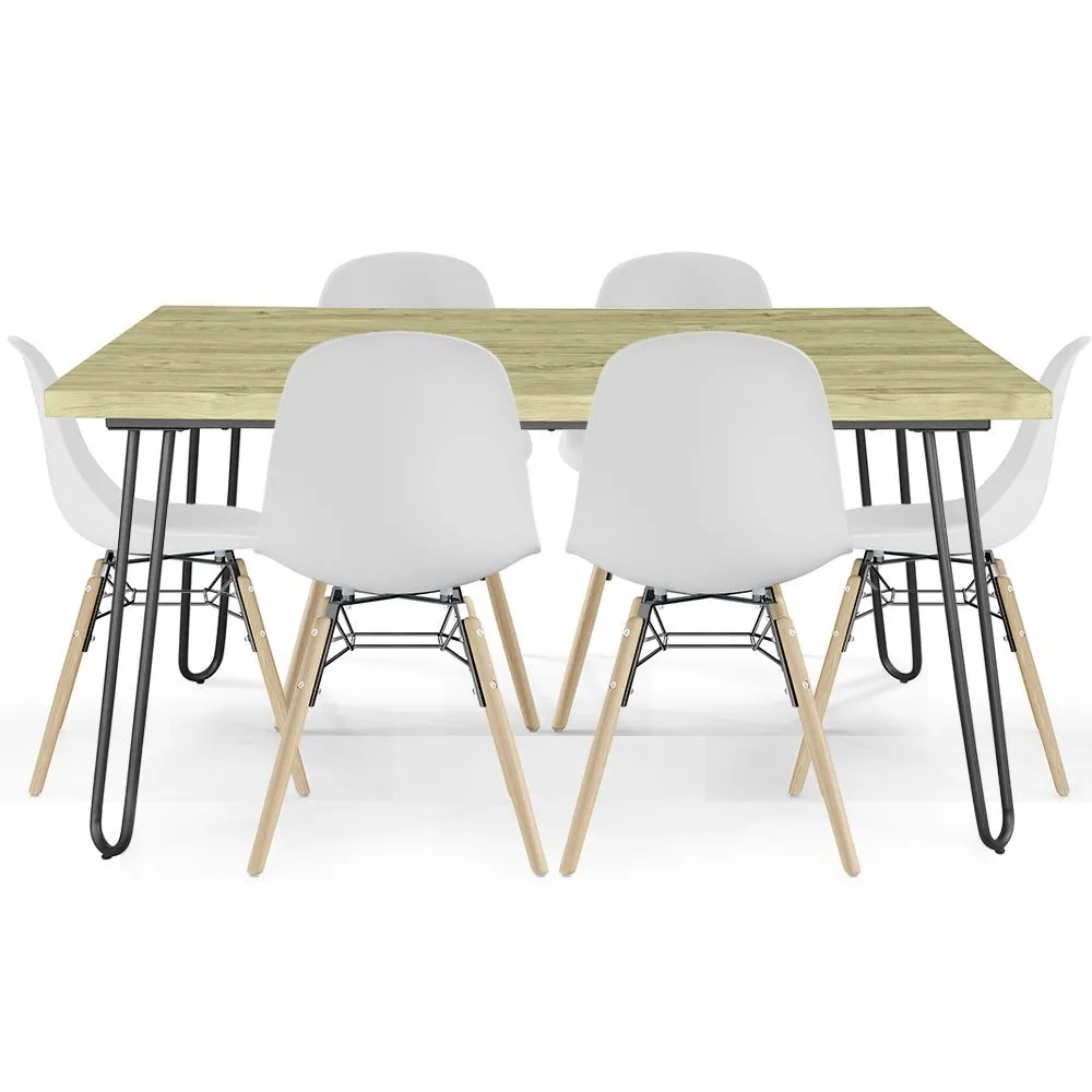 Pack Table Hairpin (90x150 cm) + 6 Chaises de Salle à Manger Nórdicas Skögur image 8