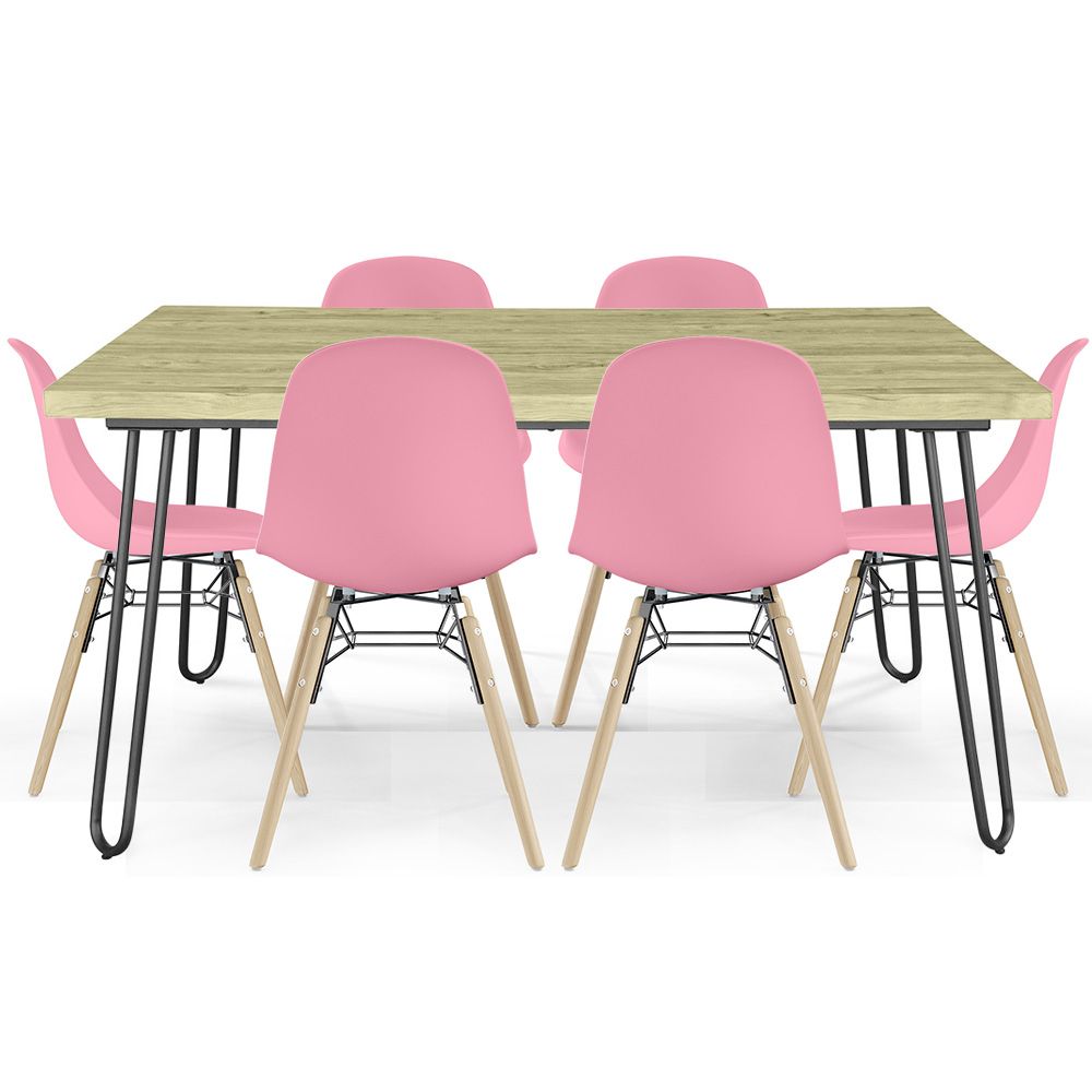 Pack Table Hairpin (90x150 cm) + 6 Chaises de Salle à Manger Nórdicas Skögur image 8