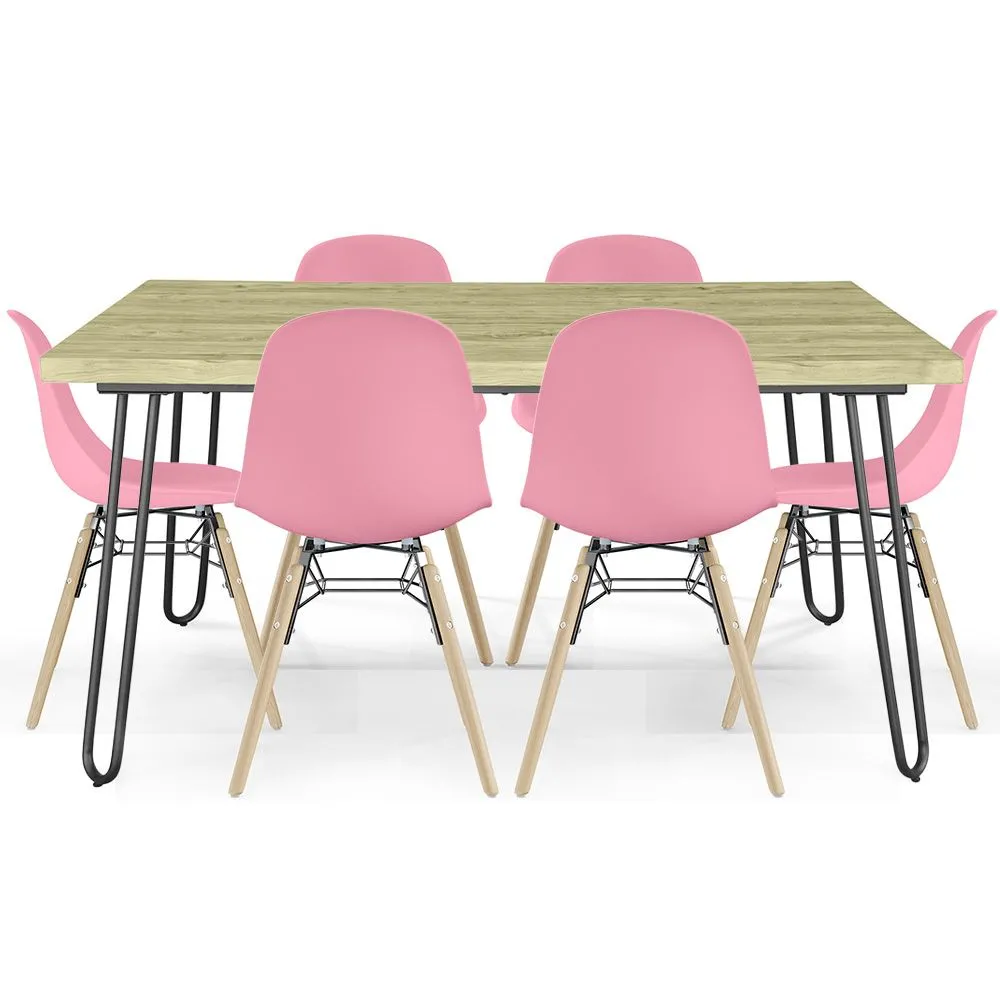 Pack Table Hairpin (90x150 cm) + 6 Chaises de Salle à Manger Nórdicas Skögur image 8